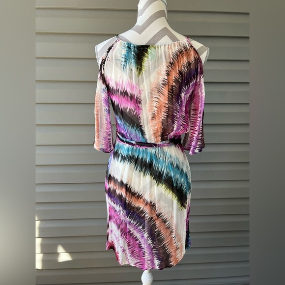 Anthropologie Pinkerton Multicolor Cold Shoulder Sheer Silk Sz S - Picture 3 of 11